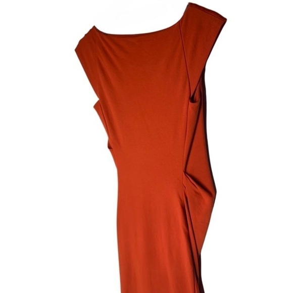 Diane Von Furstenberg Orange Ruched Sheath Midi Dress - Picture 4 of 6